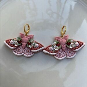 Pink and Gold Butterfly Earrings